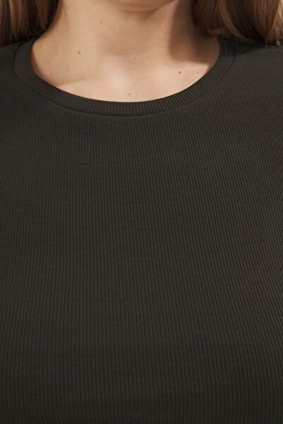 Trendyol Curve Plus Size Anthracite Bodycon Knitted Blouse - Tbbss25Af00104