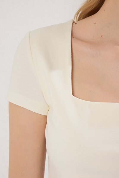 Trendyol Collection Stone Square Neck - Fitted Knitted Blouse Twoss25Bz00378