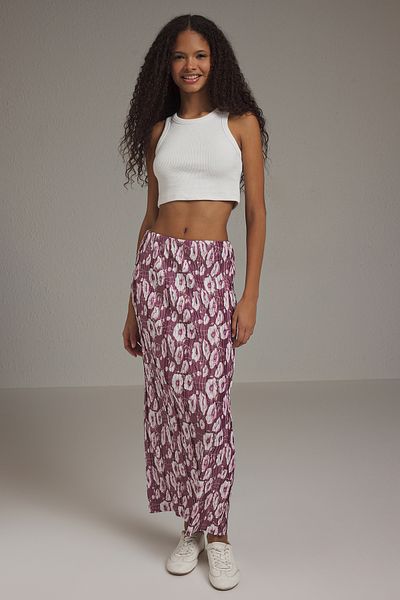 Trendyol Collection Рожева спідниця з сухим квітковим візерунком з плісированою талією максі-орме TWOSS24ET00055