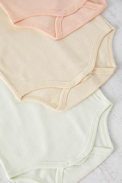 TRENDYOLKIDS Unisex Salmon-Beige-Ecru 3-Piece Baby Bodysuit Set - Tkdss25Zo00000