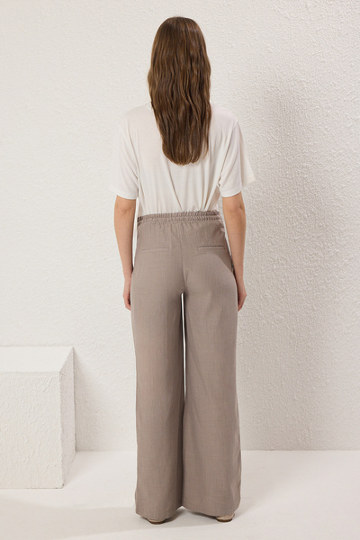 Trendyol Collection Gray Maternity Cotton-Linen Content Elastic Waist Pants Tbbss25Ar00032