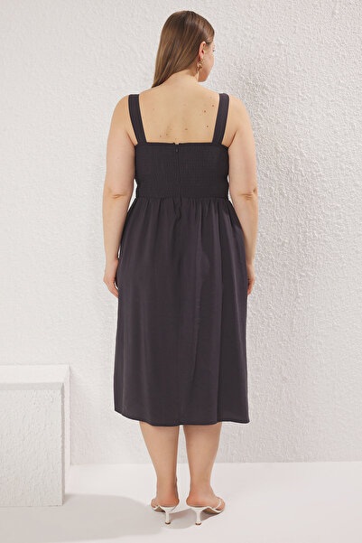 Trendyol Curve Rochie de mărime mare țesută antracit Shally