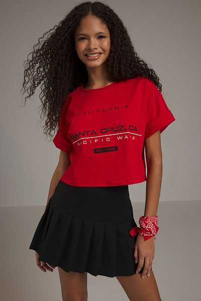 Trendyol Collection High Slogan Printed - Red 100% Cotton Comfortable T-Shirt Twoss25Ts00079