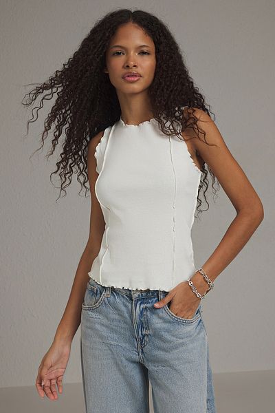 Trendyol Collection Εκρού Ριμπ Εφαρμοσμένο/Σώμα Πλεκτό εσώρουχο TWOSS25AL00032