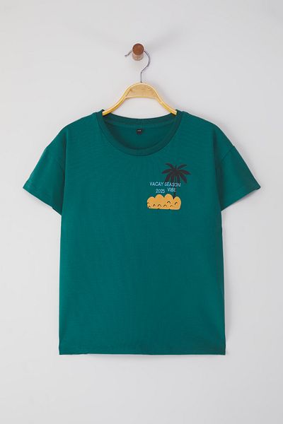 TRENDYOLKIDS Petrol Boy's 100% Cotton Regular/Regular Fit κοντομάνικο μπλουζάκι