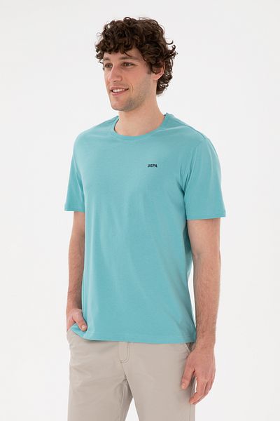 U.S. Polo Assn. تي شيرت رجالي ذو قصة عادية وياقة دائرية بلون النعناع الأساسي 50284640 -vr090