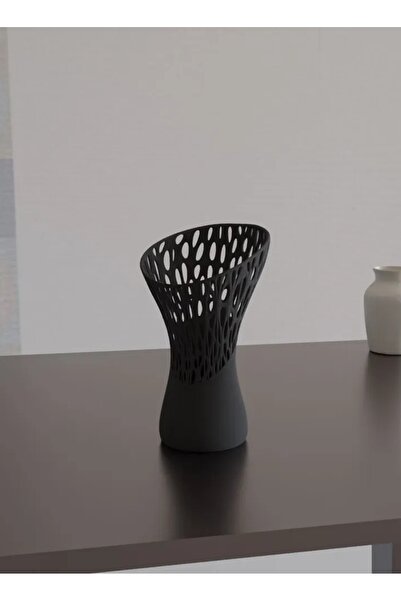 3D Brothers المزهرية البلاستيكية السوداء المثقبة والشكل غير المتماثل يوفران د...