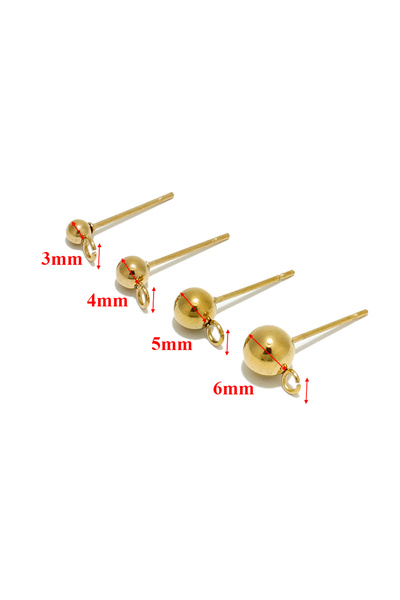 Choice أقراط كروية من الفولاذ المقاوم للصدأ مقاس 4 مم، 20 قطعة، لون ذهبي، 3 4...