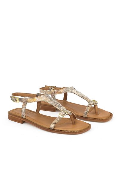 Ziya Sandale de damă din piele naturală model bej-șarpe 1511047 Z16219