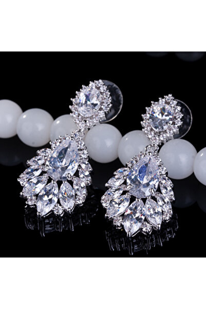 Choice أقراط متدلية من الذهب الأبيض على شكل ثريا من الزركونيا المكعب AAA من W...