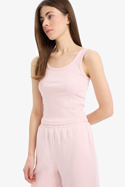 DeFacto Yeni Sezon Slim Fit Dar Kesim Basic Düz U Yaka Fitilli Kaşkorse Atlet