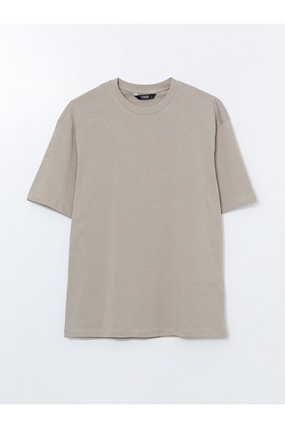 LC Waikiki Xside Beige Crew Neck Combed Cotton Men's T-Shirt