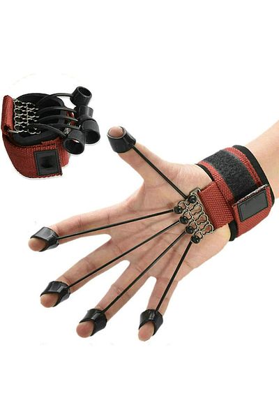fulina Finger Exerciser Hand Strengthener,Resistance Band Finger Extensor Trainer for Workout,Red,60 LB