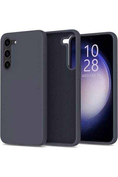 AWH Galaxy S23 Plus Case – Slim, Shockproof Silicone with Soft Microfiber Lining – Dark Grey