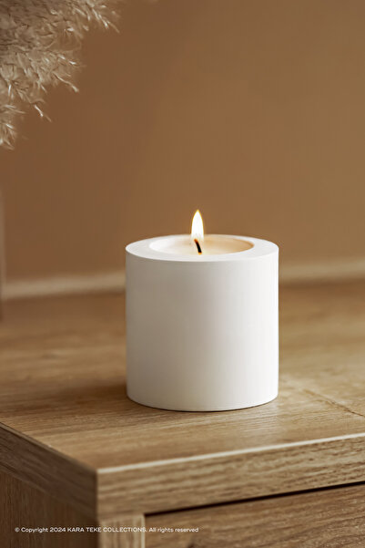Decorative, Stylish, Modern And Minimalist, Flatbed Cylinder Tealight Candle Holder (BEIGE - OFF-WHITE)