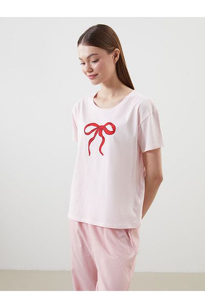 LC Waikiki Lcw Dream Red Crew Neck Printed Women's Pajamas Set