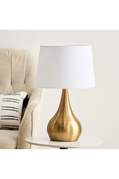 Generic Antark Metal Table Lamp with Linen Shade - 30x48 cm