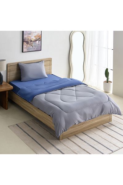 erorex Derby 2-Piece Reversible Microfiber Single Comforter Set - 135x220 cm