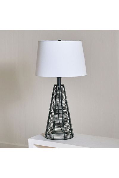 erorex Aron Metal Wire Table Lamp with Fabric Shade - 36x63 cm