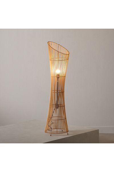 erorex Naturel Bamboo Floor Lamp with Cable and E27 Bulb - 29.5x118 cm