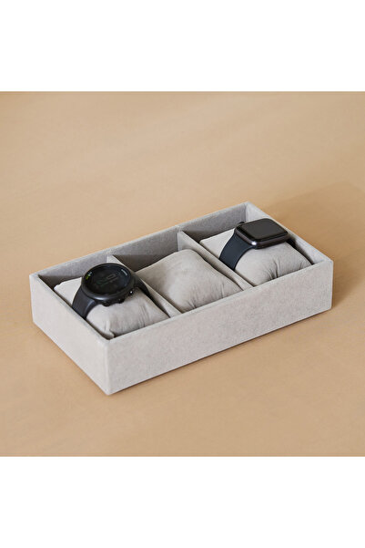 Generic Velour 3-Compartment Jewellery Tray with 3 Pillows for Watches