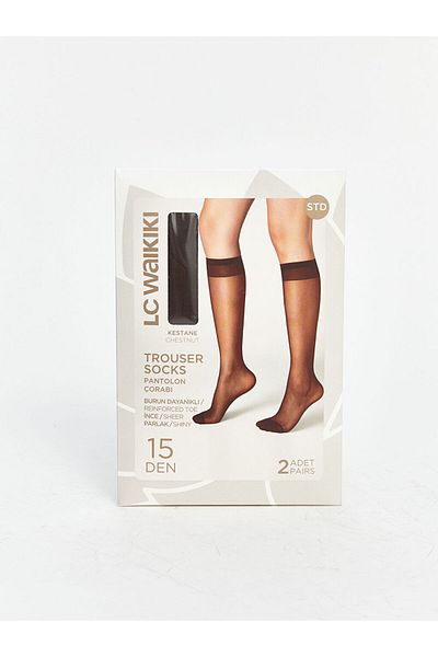 LC Waikiki Quality Parts from Celebi Store |   Brown 15 Denier Women's Knee High Socks 2-Piece