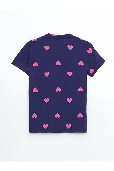 LC Waikiki Lcw Young Purple Shirt Collar Printed Women's Pajama Top
