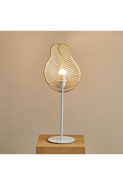 erorex Collett E27 Metal Table Lamp with Rattan Shade - 24.5x17.5x65 cm