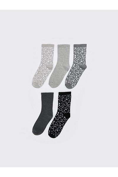 LC Waikiki Lcw Dream Gray Patterned Women's Socks 5 Pack