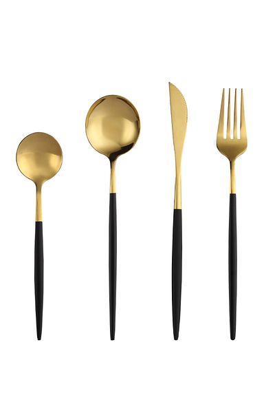 Sunhome 4-Piece Stainless Steel Cutlery Set Black/Gold