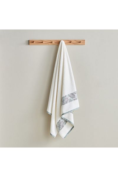 erorex Opulence Jacquard Flora Border Turkish Cotton Bath Towel - 70x140 cm