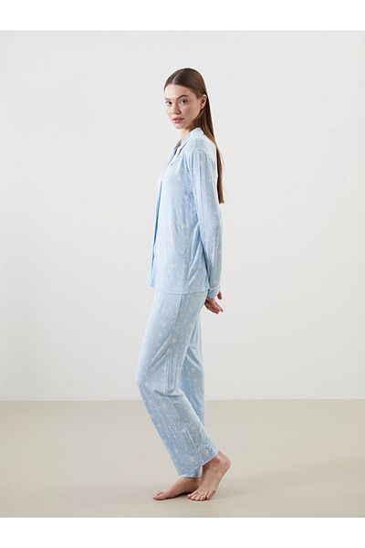 LC Waikiki Set de pijamale de damă cu model guler cămașă