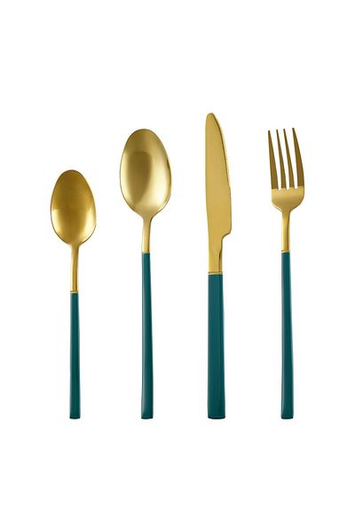 Sunhome 4-Piece Stainless Steel Cutlery Set Green/Gold
