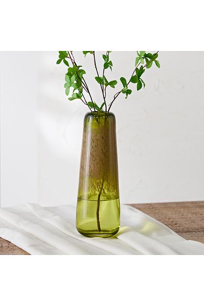 erorex Reva Handmade Premium Glass Vase with Powder Band - 11.5x11.5x31 cm