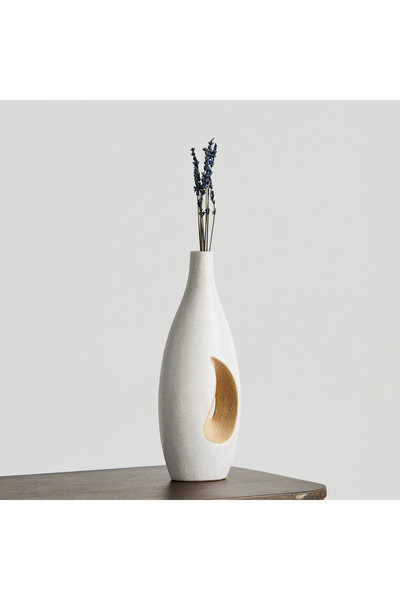 Home Box Blyth Ceramic Double Texture Vase - 12.8x7.6x32.3 cm