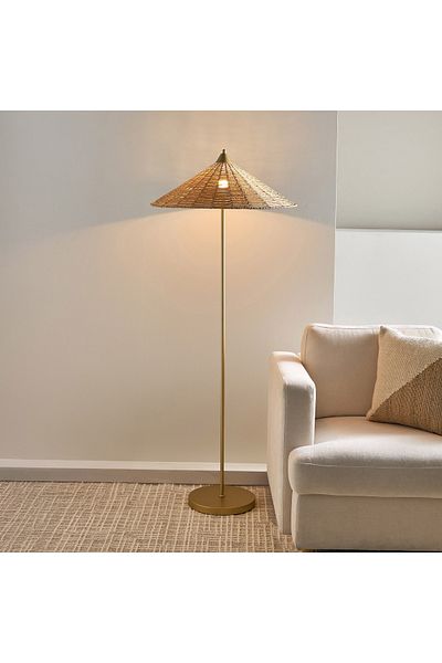 erorex Collett Metal Floor Lamp with Rope Shade - 64x64x156 cm