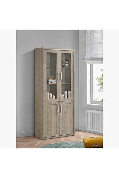 Home Box مكتبة منحنية ذات بابين زجاجيين