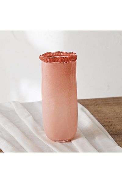 erorex Reva Handmade Premium Glass Vase with Rim - 14.5x10x31 cm