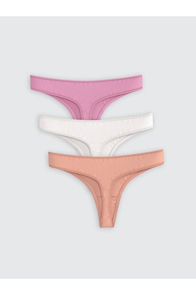 LC Waikiki LCW DREAM Chiloți tanga simpli roz, pachet de 3