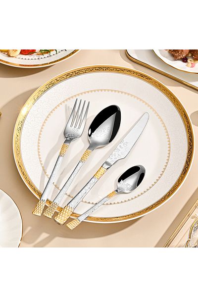 Sunhome 24-Piece Stainless Steel Cutlery Set Gold