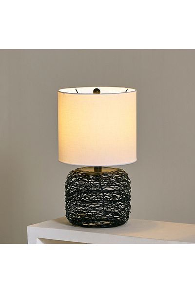 erorex Aron Metal Wire Table Lamp with Fabric Shade - 26x47 cm