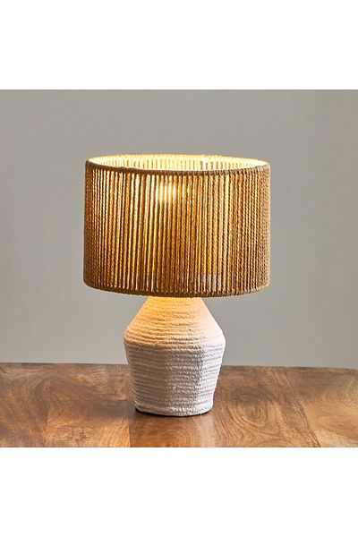 erorex Collett E27 Paper Mache Table Lamp with Rope Shade - 20.5x20.5x27.5 cm