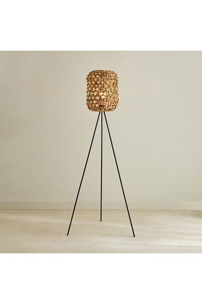 erorex Collett  E27 Metal Floor Lamp with Seagrass Shade - 62x58x156 cm