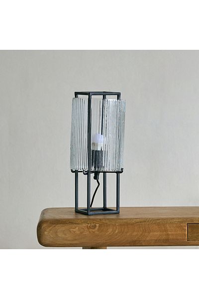erorex Aron Metal Table Lamp with Textured Glass - 16x35 cm