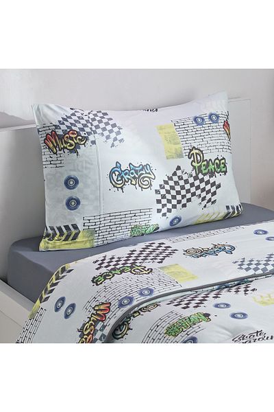 erorex Tom Gearhead Skate 2-Piece Single Microfibre Printed Jersey Comforter Set - 135x220 cm