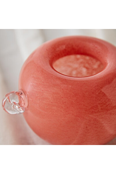 erorex Reva Handmade Premium Glass Pumpkin Vase with Clear Handle - 21.5x16x13 cm