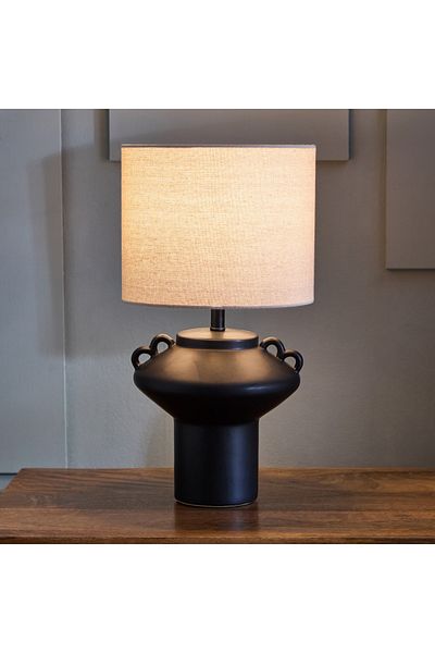 erorex Harper Table Lamp with Base and Linen Lampshade - 39.5 cm