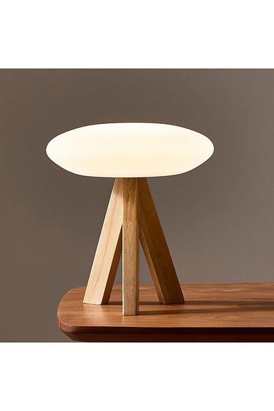 erorex Solin LED Table Lamp with Wooden Base and Dimmer Switch - 25x25 cm