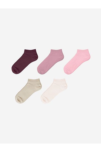 LC Waikiki Lcw Dream Ecru Women's Plain Booties Socks 5 Pack