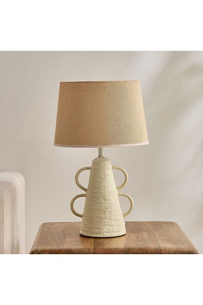 erorex Collett Paper Mache E27 Table Lamp with Linen Shade - 30x30x49.5 cm